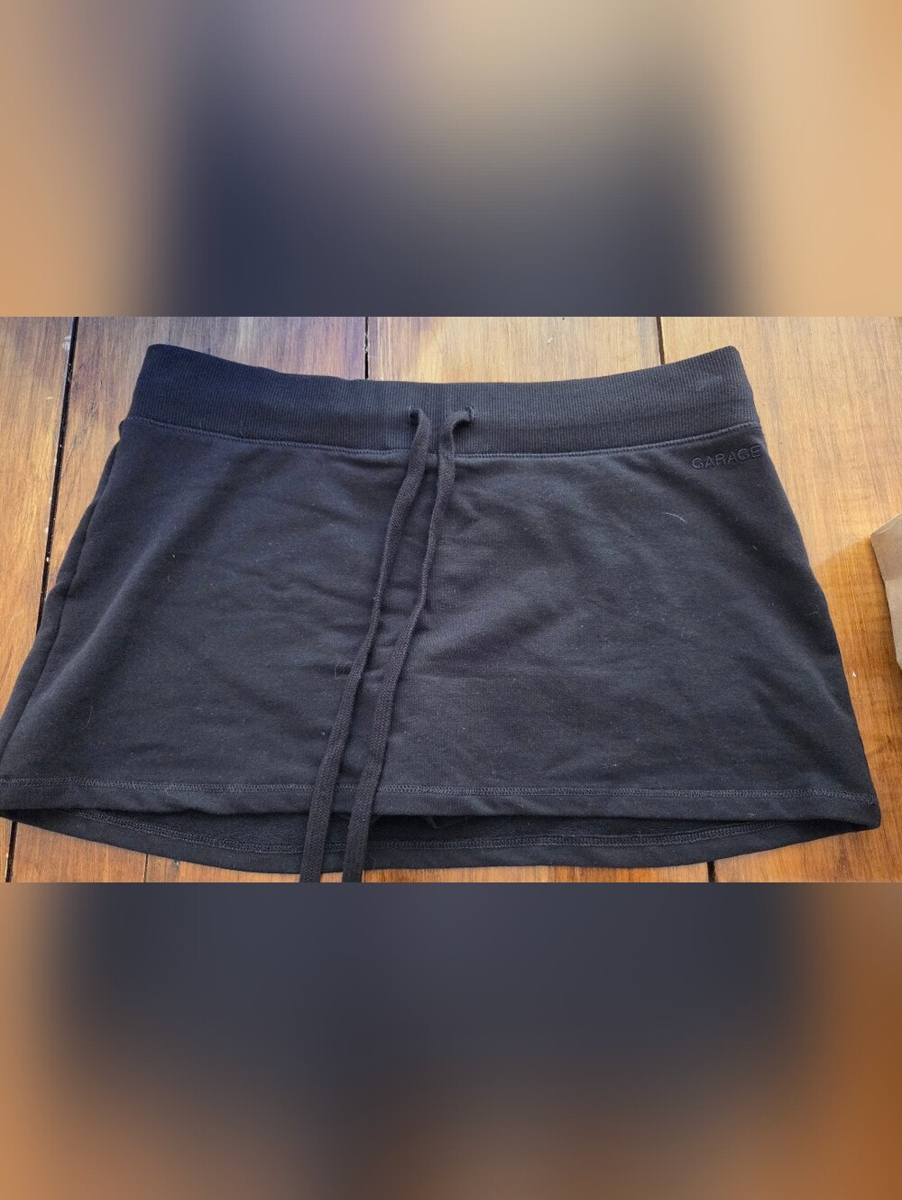 Garage Black Drawstring Mini Skirt with Elastic Waist